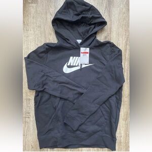 Nike Womens Club Fleece Swoosh Pullover Hoodie Black  Sz Large DQ5775-010